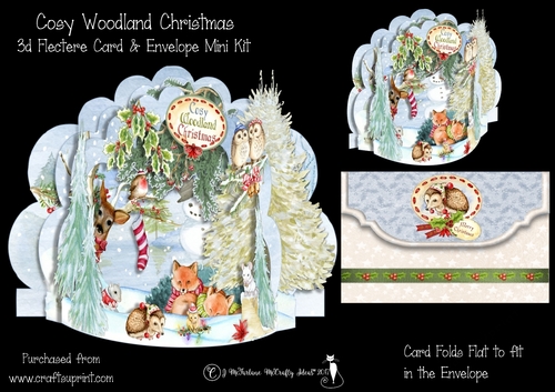 Cosy Woodland Christmas 3D Flectere Card & Envelope