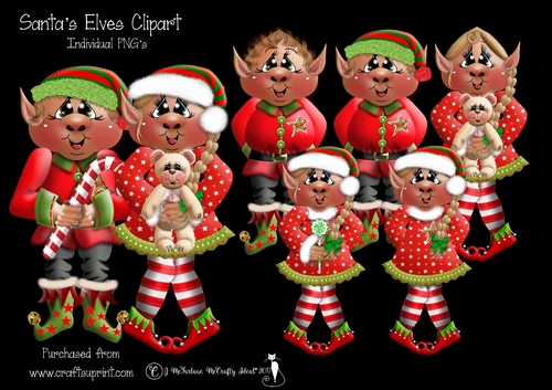 Santas Elves Clipart PNGs
