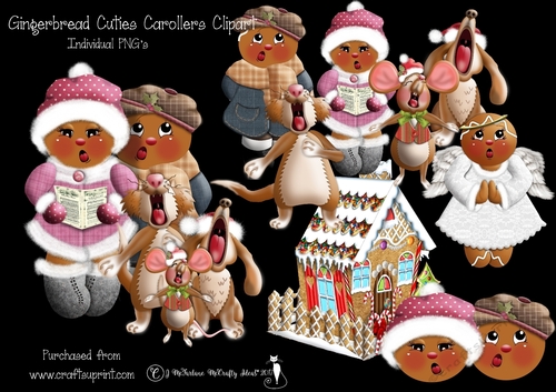 Ginger Cuties Carollers Clipart PNGs