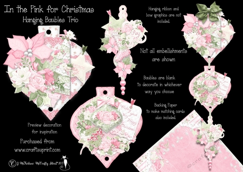 In the Pink for Christmas Hanging Bauble Trio