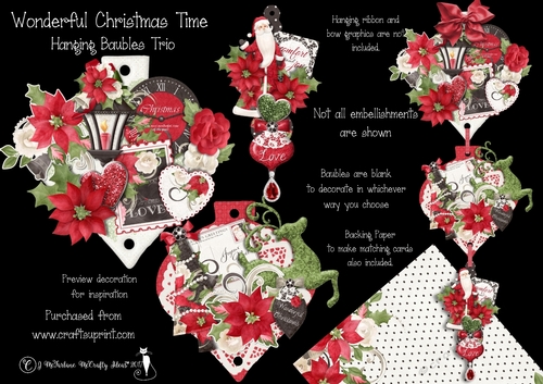 Wonderful Christmas Time Hanging Bauble Trio