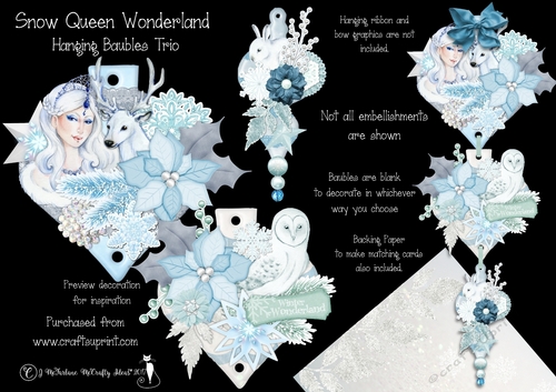 Snow Queen Wonderland Hanging Bauble Trio