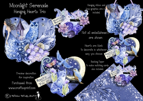 Moonlight Serenade Hanging Hearts Trio