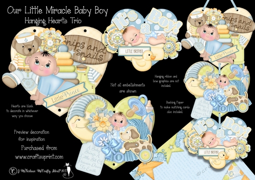 Our Little Miracle Boy Hanging Hearts Trio