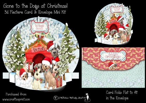 Gone to the Dogs at Christmas! 3D Flectere Card & Envelope