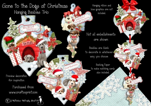 Gone to the Dogs at Christmas! Hanging Baubles Trio