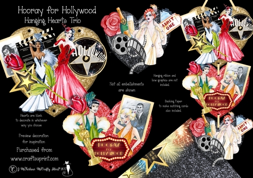 Hooray for Hollywood Hanging Hearts Trio