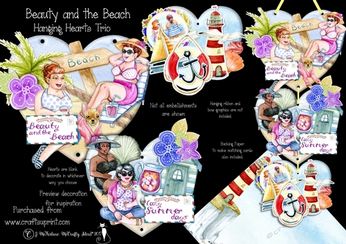 Beauty and the Beach Hanging Hearts Trio