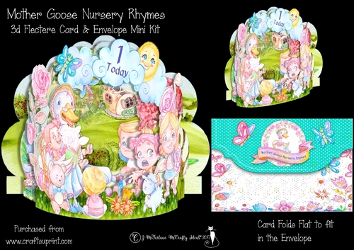 Mother Goose Nursery Rhymes  3D Flectere Card and Envelope Mini Kit