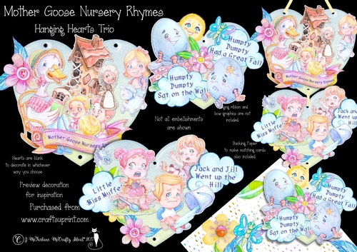 Mother Goose Nursery Rhymes  Hanging Hearts Trio