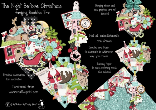 The Night Before Christmas Hanging Baubles Trio