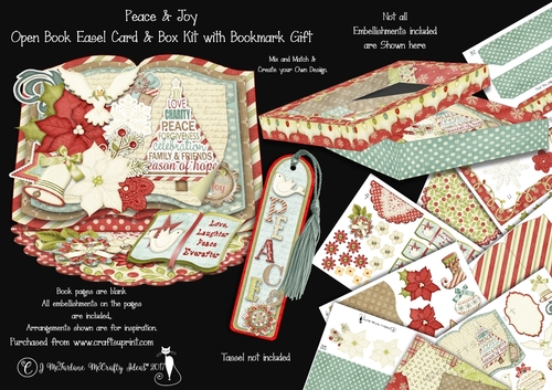 Peace & Joy - Open Book Easel Card & Box Kit.