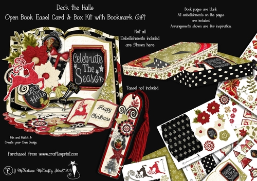 Deck the Halls - Open Book Easel Card & Box Kit.