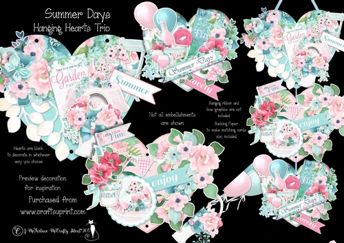 Summer Days Hanging Hearts Trio