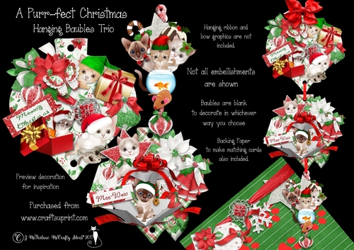 A Purr-Fect Christmas Hanging Baubles Trio