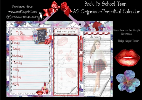 Back to School Teen A4 Organiser/Perpetual Calender