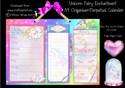 Unicorn Fairy Enchantment A4 Organiser/Perpetual Calender