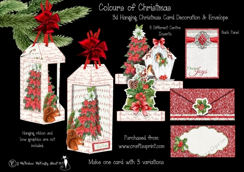 Colours of Christmas 3D Hanging Christmas Card & Envelope