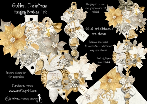 Golden Christmas Hanging Baubles Trio