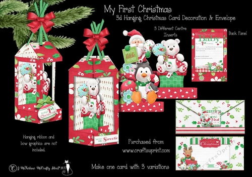 My First Christmas 3D Hanging Christmas Card & Envelope