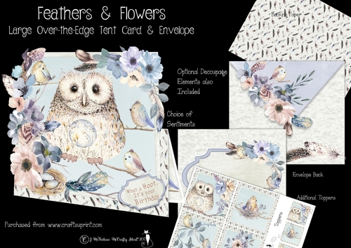 Feathers and Flowers Over the Edge Tent Card & Envelope (Large)