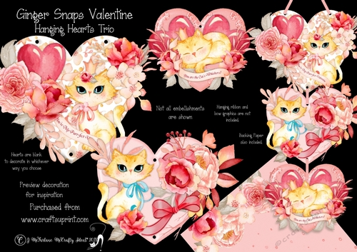 Ginger Snaps Valentine Hanging Hearts Trio