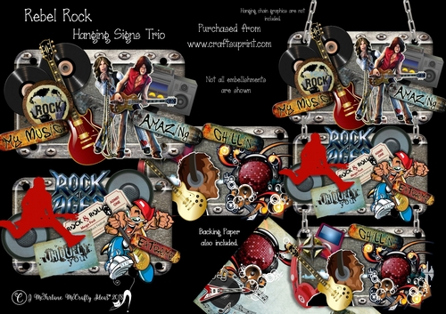 Rebel Rock Hanging Signs Trio