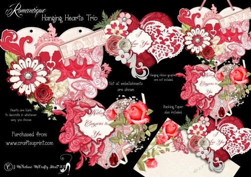 Romantique Hanging Hearts Trio