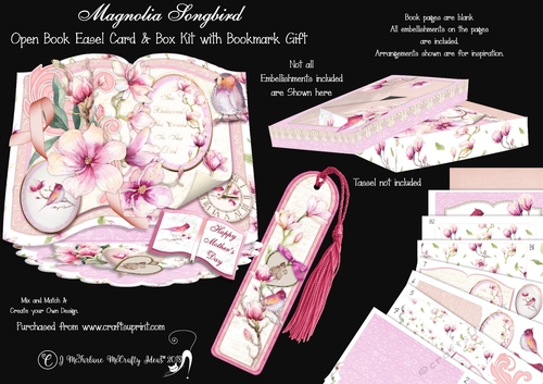 Magnolia Songbird - Open Book Easel Card & Box Kit.