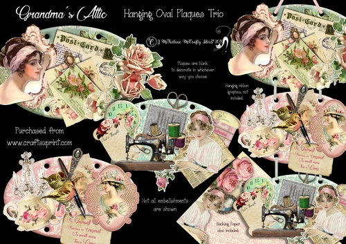 Grandmas Attic - Hanging Oval Plaques Trio