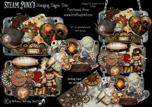Steam Punkd Hanging Signs Trio