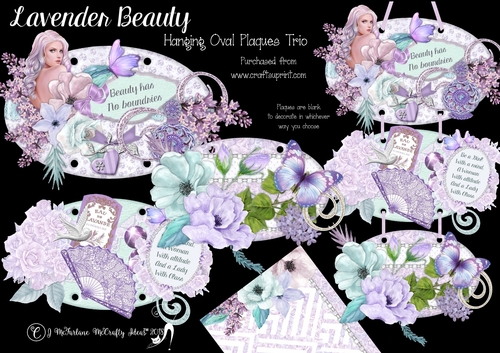 Lavender Beauty Hanging Oval Plaques Trio