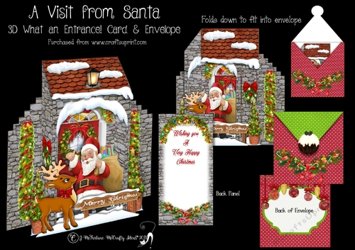 A Visit from Santa  What an Entrance! Card and Envelope Kit.