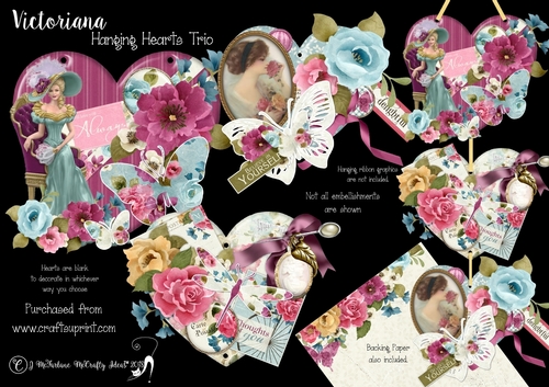 Victoriana Hanging Hearts Trio