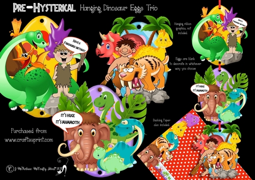 Pre-Hysterical Hanging Dinosaur Eggs Trio