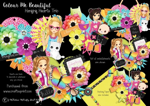 Colour Me Beautiful Hanging Hearts Trio.