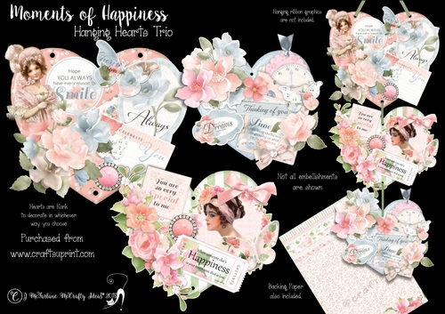Moments of Happiness Hanging Hearts Trio.