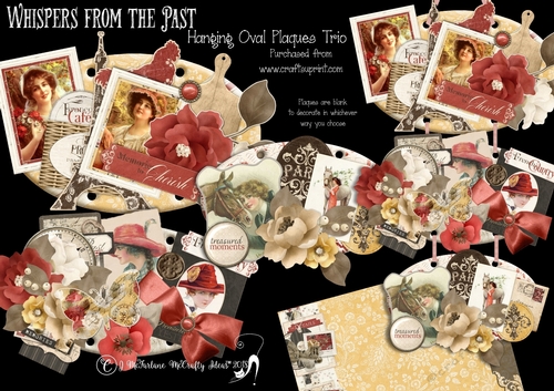 Whispers from the Past  Hanging Oval Plaques Trio