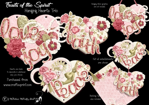 Fruits of the Spirit  Hanging Hearts Trio.