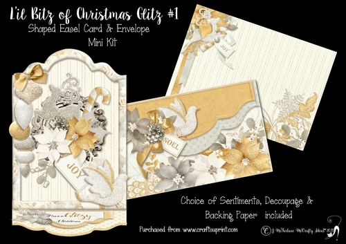 Lil Bitz of Christmas Glitz #1 Shaped  Easel Card & Envelope