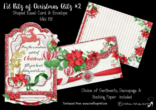 Lil Bitz of Christmas Glitz #2 Shaped  Easel Card & Envelope
