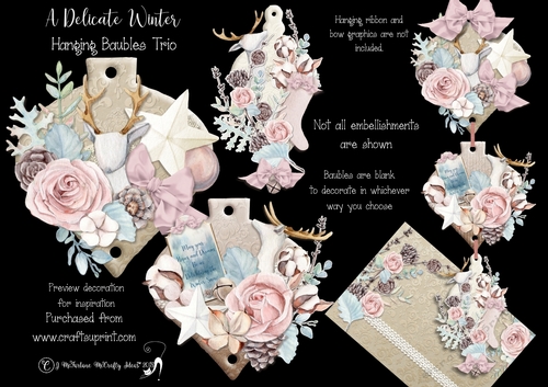A Delicate Winter Hanging Baubles Trio