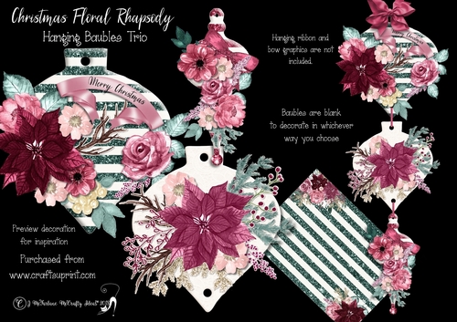 Christmas Floral Rhapsody  Hanging Baubles Trio