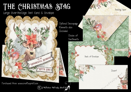 A Christmas Stag Over the Edge Tent Card & Envelope (Large)