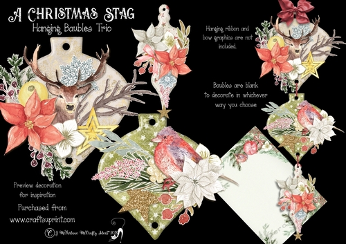 A Christmas Stag  Hanging Baubles Trio