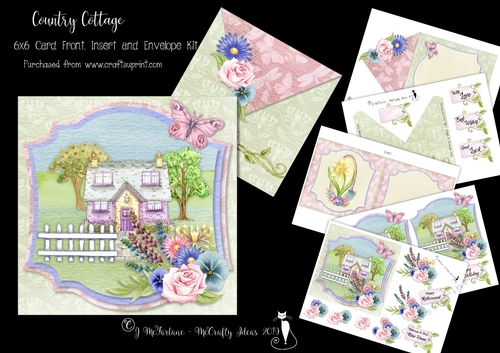 Country Cottage 6x6 Layered Card Front, Insert & Envelope.