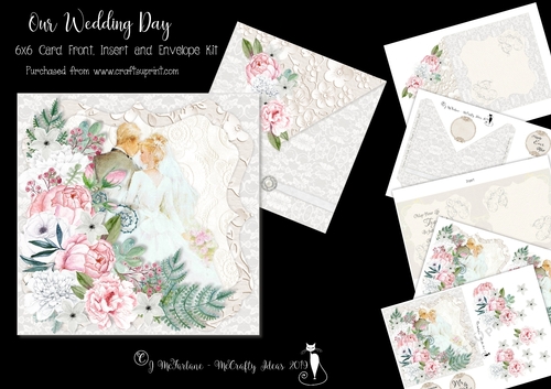 Our Wedding Day 6x6 Layered Card Front, Insert & Envelope.
