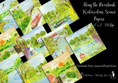 Along the Riverbank Watercolour Scenes 8x8 200 Dpi