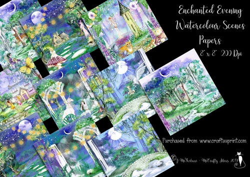 Enchanted Evening Watercolour Scenes 8x8 200 Dpi
