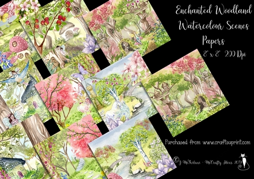 Enchanted Woodland Watercolour Scenes 8x8 200 Dpi